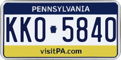 PA license plate KKO5840
