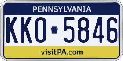 PA license plate KKO5846