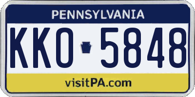 PA license plate KKO5848