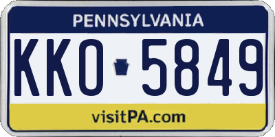 PA license plate KKO5849