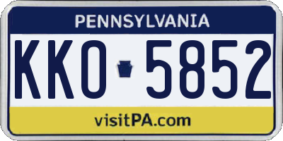 PA license plate KKO5852