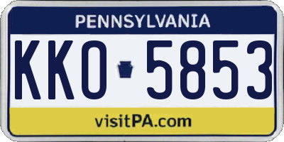 PA license plate KKO5853