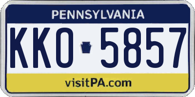 PA license plate KKO5857