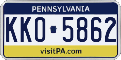 PA license plate KKO5862