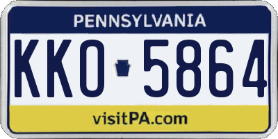 PA license plate KKO5864