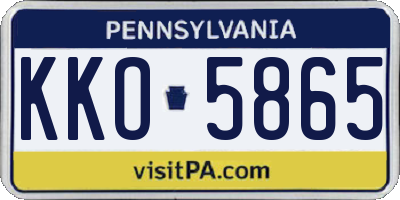 PA license plate KKO5865