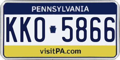 PA license plate KKO5866