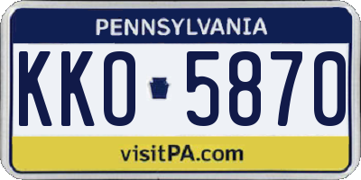PA license plate KKO5870