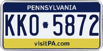 PA license plate KKO5872