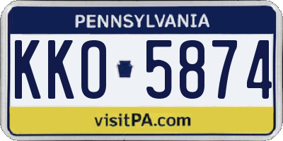PA license plate KKO5874