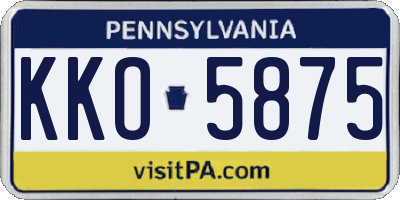 PA license plate KKO5875
