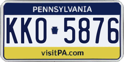 PA license plate KKO5876