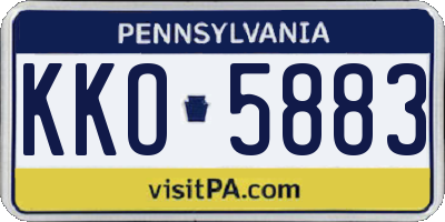 PA license plate KKO5883