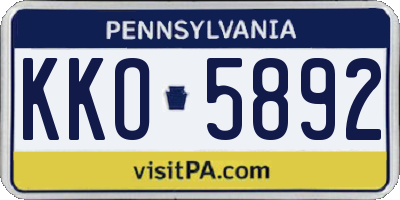 PA license plate KKO5892