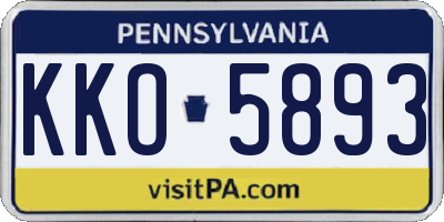 PA license plate KKO5893