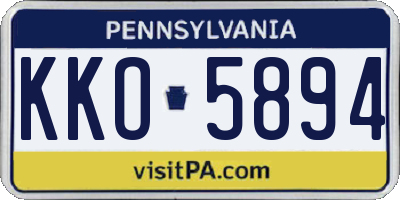 PA license plate KKO5894