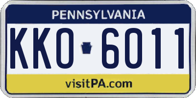 PA license plate KKO6011