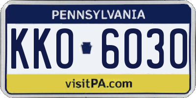 PA license plate KKO6030