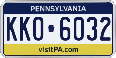 PA license plate KKO6032
