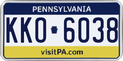 PA license plate KKO6038