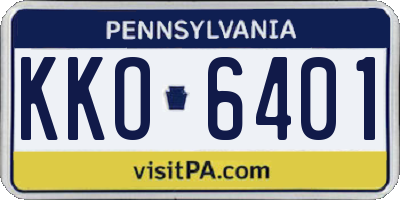 PA license plate KKO6401