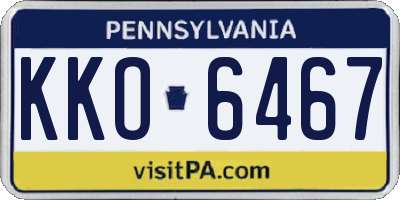 PA license plate KKO6467