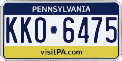 PA license plate KKO6475