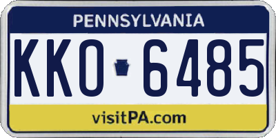 PA license plate KKO6485