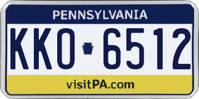 PA license plate KKO6512