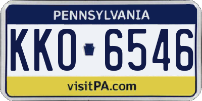PA license plate KKO6546