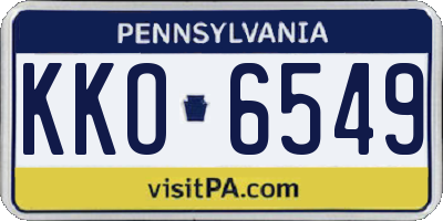 PA license plate KKO6549