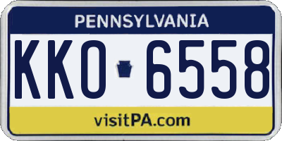 PA license plate KKO6558