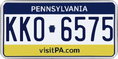 PA license plate KKO6575