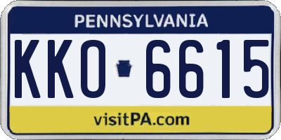 PA license plate KKO6615