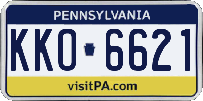 PA license plate KKO6621