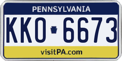 PA license plate KKO6673