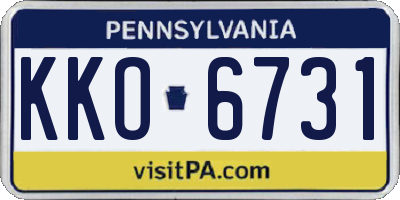 PA license plate KKO6731