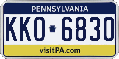 PA license plate KKO6830