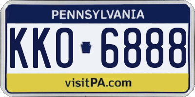 PA license plate KKO6888