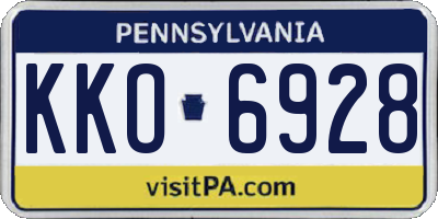 PA license plate KKO6928