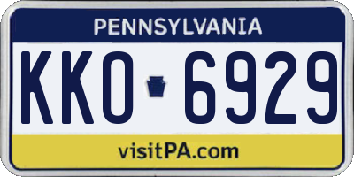PA license plate KKO6929