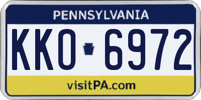 PA license plate KKO6972
