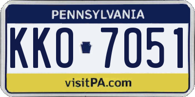 PA license plate KKO7051