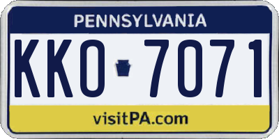 PA license plate KKO7071