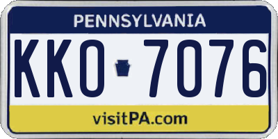 PA license plate KKO7076