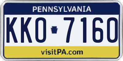 PA license plate KKO7160