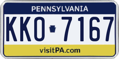 PA license plate KKO7167