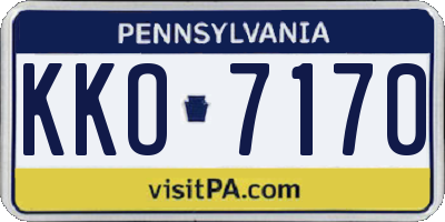PA license plate KKO7170