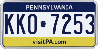PA license plate KKO7253