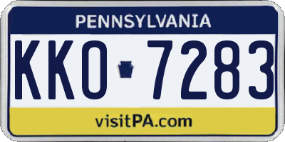 PA license plate KKO7283